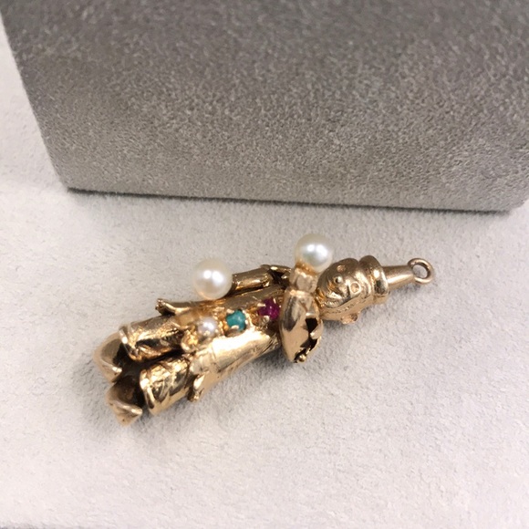 14k Yellow Gold Clown Movable Pendant/Charm - Picture 8 of 8